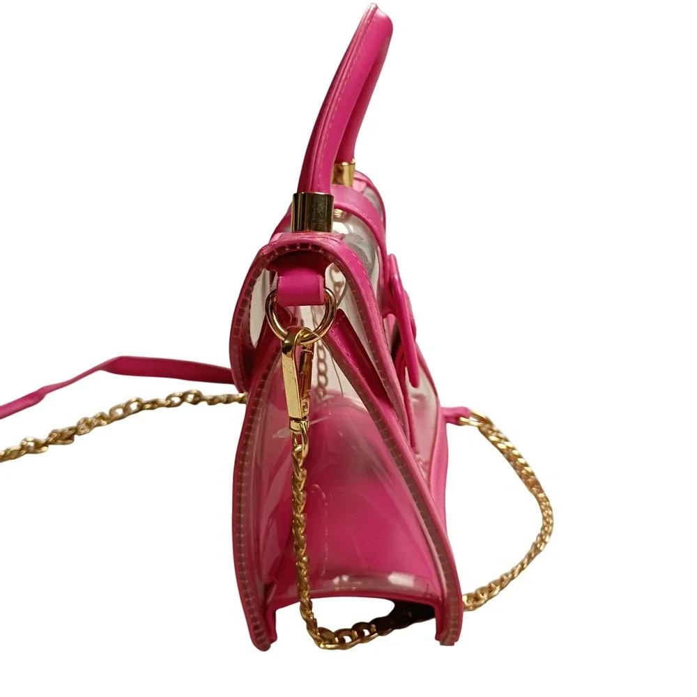 MMS Clear Satchel Bag Womens Small Hot Pink Crossbody Stadium Approved